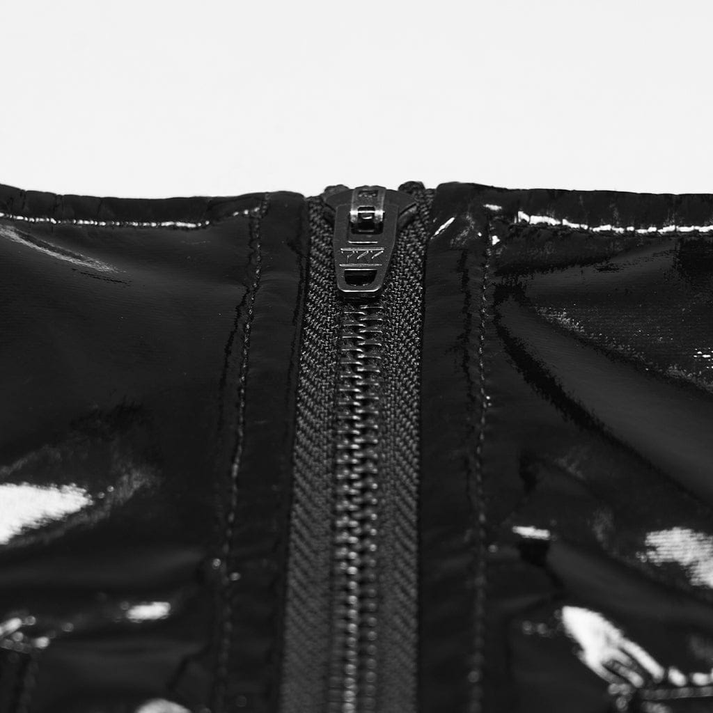 PUNK RAVE Women's Punk Mesh Splice Zip Skirt