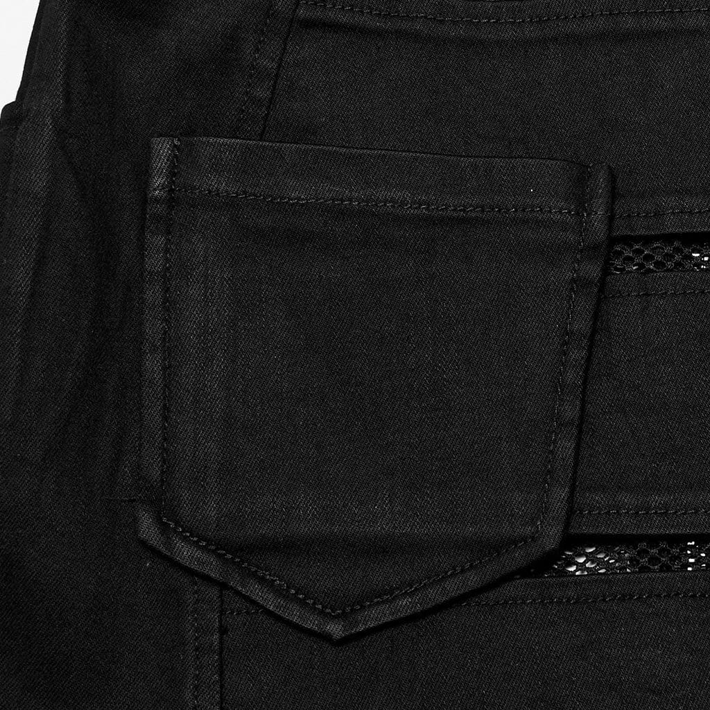 PUNK RAVE Women's Punk Mesh Splice Zipper Skirt Black