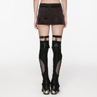 PUNK RAVE Women's Punk Mesh Splice Zipper Skirt Coffee