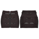 PUNK RAVE Women's Punk Mesh Splice Zipper Skirt Coffee
