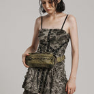 PUNK RAVE Women's Punk Military Style Rivets Shoulder Bag