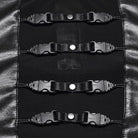 PUNK RAVE Women's Punk Mock Neck Mesh Splice Multi Buckle Strap Long Sleeve Top