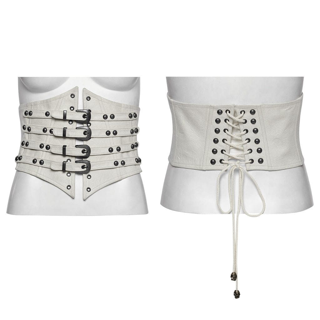 PUNK RAVE Women's Punk Multi-buckle Strap Underbust Corset