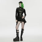 PUNK RAVE Women's Punk Multi Pockets Chained Turn-down Collar Jacket