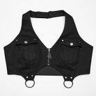 PUNK RAVE Women's Punk Multi-pockets Halterneck Tank Top with Skirt