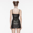 PUNK RAVE Women's Punk Nailed Lace-up Slip Dress Black