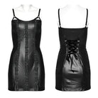 PUNK RAVE Women's Punk Nailed Lace-up Slip Dress Black
