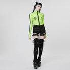 PUNK RAVE Women's Punk Nailed Sheer Mesh Top