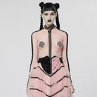 PUNK RAVE Women's Punk Nailed Sheer Mesh Top