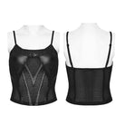 PUNK RAVE Women's Punk Patchwork Mesh Bustier