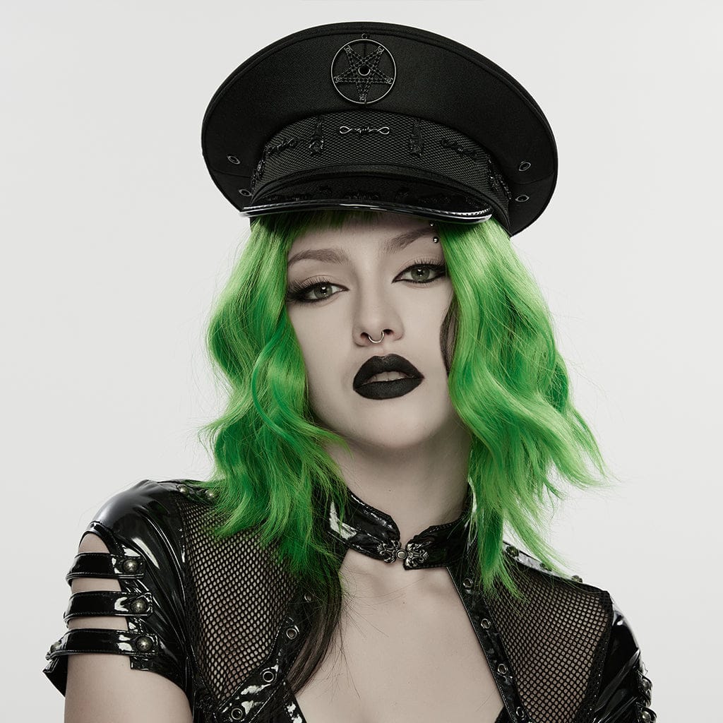 PUNK RAVE Women's Punk Pentacle Military Hat