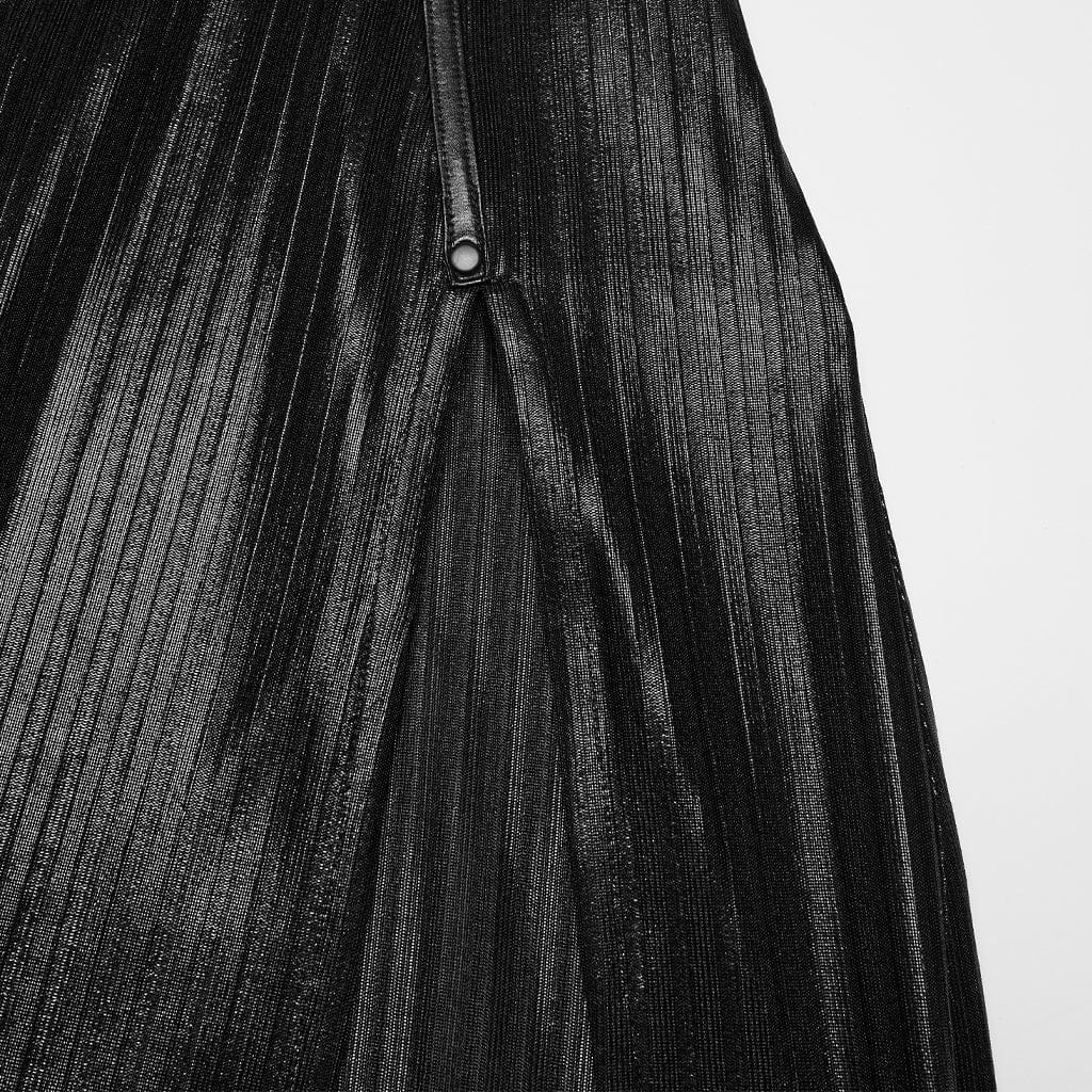 PUNK RAVE Women's Punk Pentacle Side Slit Slip Dress Black