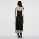 PUNK RAVE Women's Punk Pentacle Side Slit Slip Dress Black