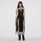 PUNK RAVE Women's Punk Pentacle Side Slit Slip Dress Black