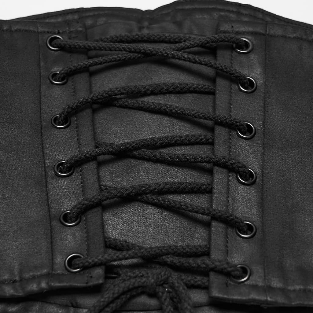 PUNK RAVE Women's Punk Pin Side Zipper Lace-up Underbust Corset