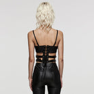 PUNK RAVE Women's Punk Plunging Cutout Faux Leather Bustier