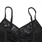 PUNK RAVE Women's Punk Plunging Lace Splice Tank Top