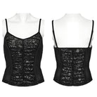 PUNK RAVE Women's Punk Plunging Lace Splice Tank Top