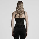 PUNK RAVE Women's Punk Plunging Lace Splice Tank Top