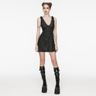 PUNK RAVE Women's Punk Plunging Mesh Splice Dress