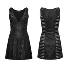 PUNK RAVE Women's Punk Plunging Mesh Splice Dress