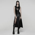 PUNK RAVE Women's Punk Plunging Split Lace-up Dress