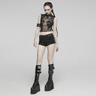 PUNK RAVE Naisten Punk-Shortsit Taskullisilla Napeilla