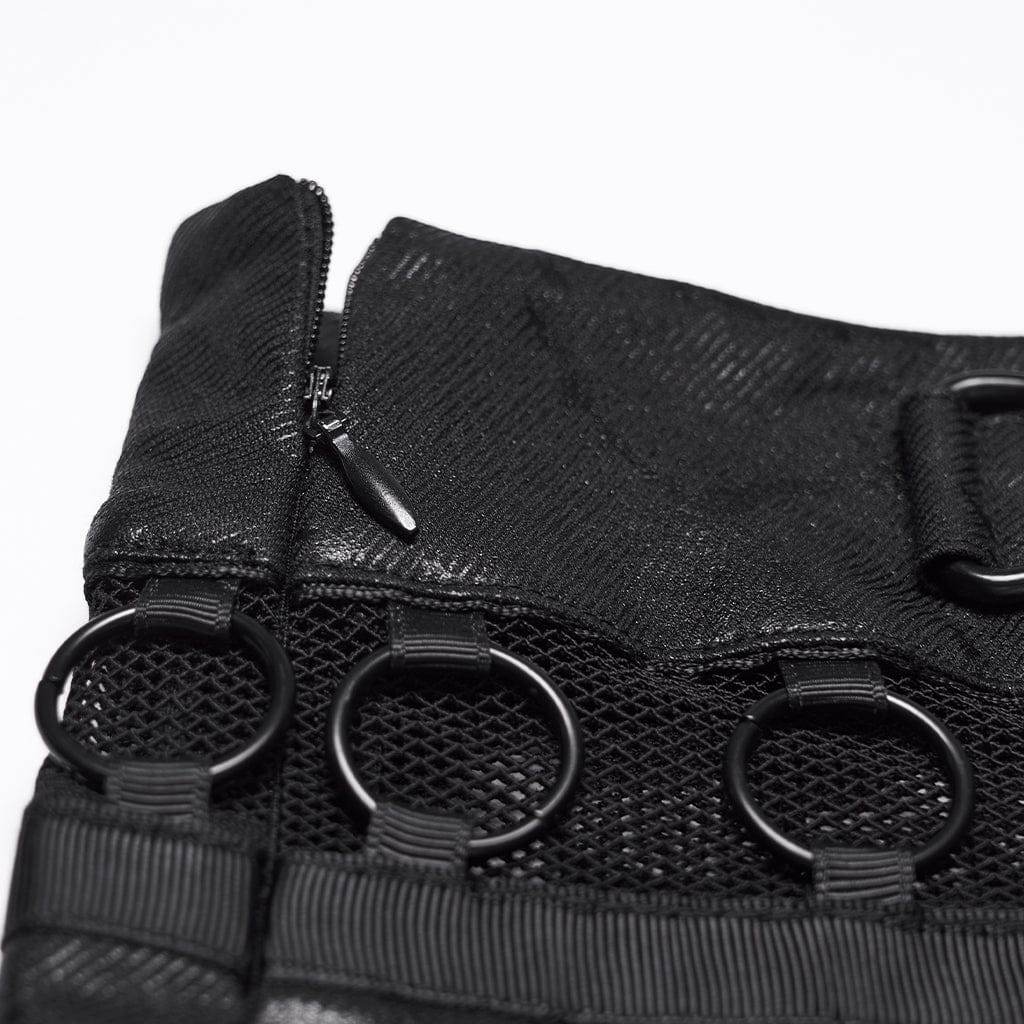 PUNK RAVE Women's Punk Printed Rings Pleated Skirt