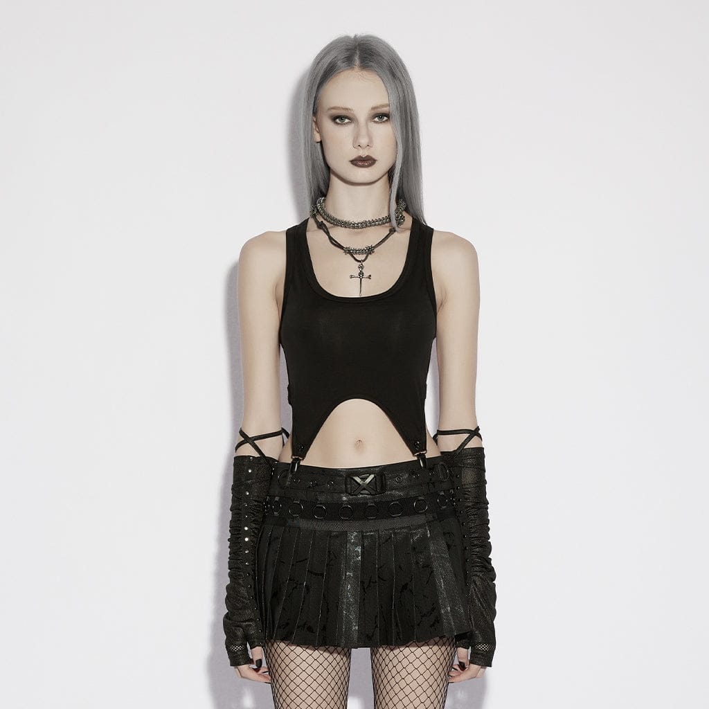 Women's Punk Printed Rings Pleated Skirt – Punk Design