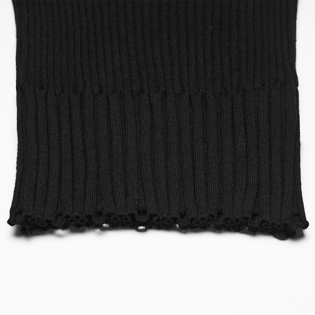 PUNK RAVE Women's Punk Raven Skull Embellished Off Shoulder Ribbed Sweater