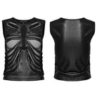PUNK RAVE Women's Punk Ribbed Mesh Splice Tank Top