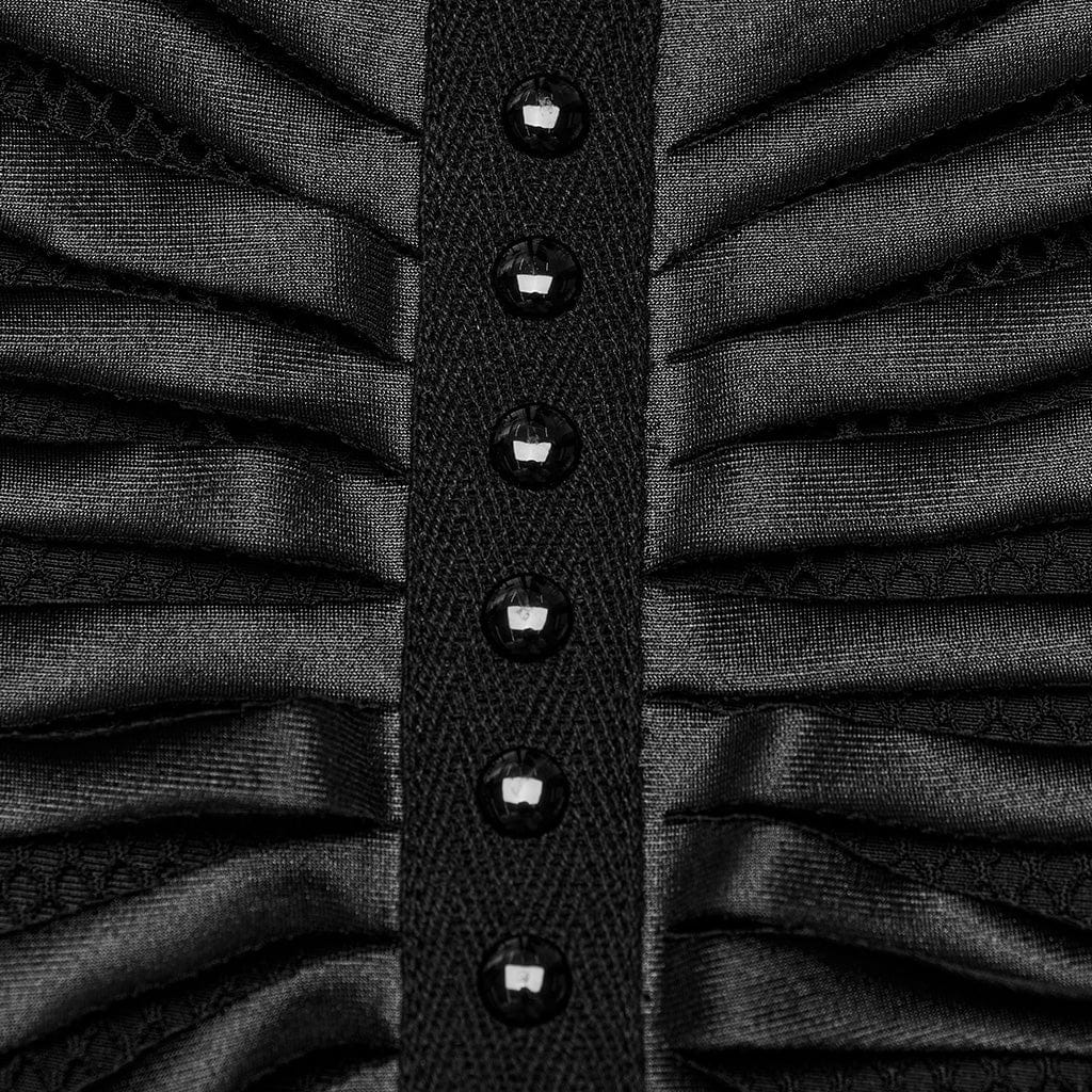 PUNK RAVE Women's Punk Ribbed Mesh Splice Tank Top