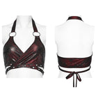 PUNK RAVE Women's Punk Ring Eyelet Halter Bustier Maroon
