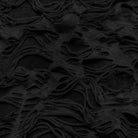 PUNK RAVE Women's Punk Ripped Eyelet Ruffled Coat with Hood Black