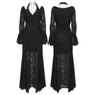 PUNK RAVE Women's Punk Ripped Lace-up Halterneck Long Sleeve Dress