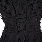 PUNK RAVE Women's Punk Ripped Lace-up Halterneck Long Sleeve Dress