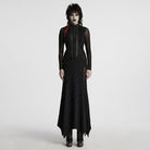 PUNK RAVE Women's Punk Ripped Mesh Splice Fishtailed Dress