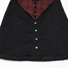 PUNK RAVE Women's Punk Ripped Mesh Splice Plaid Patch Flared Pants