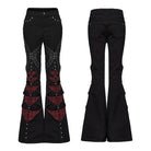 PUNK RAVE Women's Punk Ripped Mesh Splice Plaid Patch Flared Pants