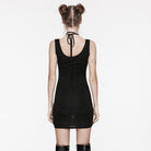 PUNK RAVE Women's Punk Ripped Mesh Splice Slip Dress