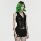 PUNK RAVE Women's Punk Ripped Rivet Straps Shorts