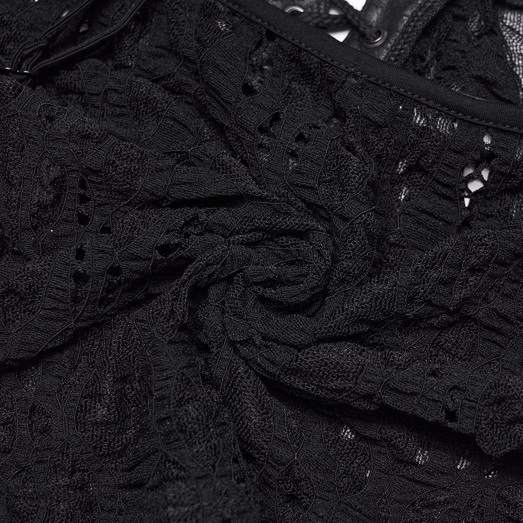 PUNK RAVE Women's Punk Ripped Sheer Bustier