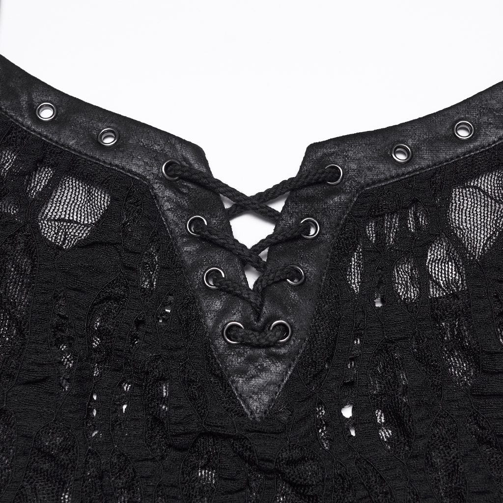 PUNK RAVE Women's Punk Ripped Sheer Bustier