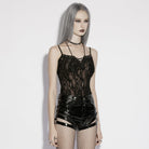 PUNK RAVE Women's Punk Ripped Sheer Bustier