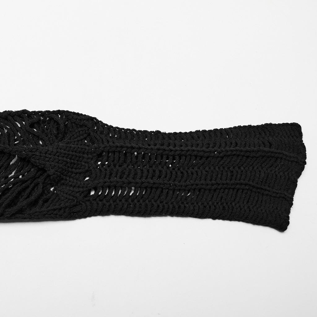 PUNK RAVE Maglione lungo in maglia trasparente strappato punk da donna