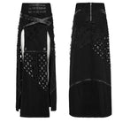 PUNK RAVE Women's Punk Ripped Side Slit Detachable Skirt