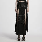 PUNK RAVE Women's Punk Ripped Side Slit Detachable Skirt