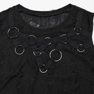 PUNK RAVE Women's Punk Ripped Strap Splice Tank Top