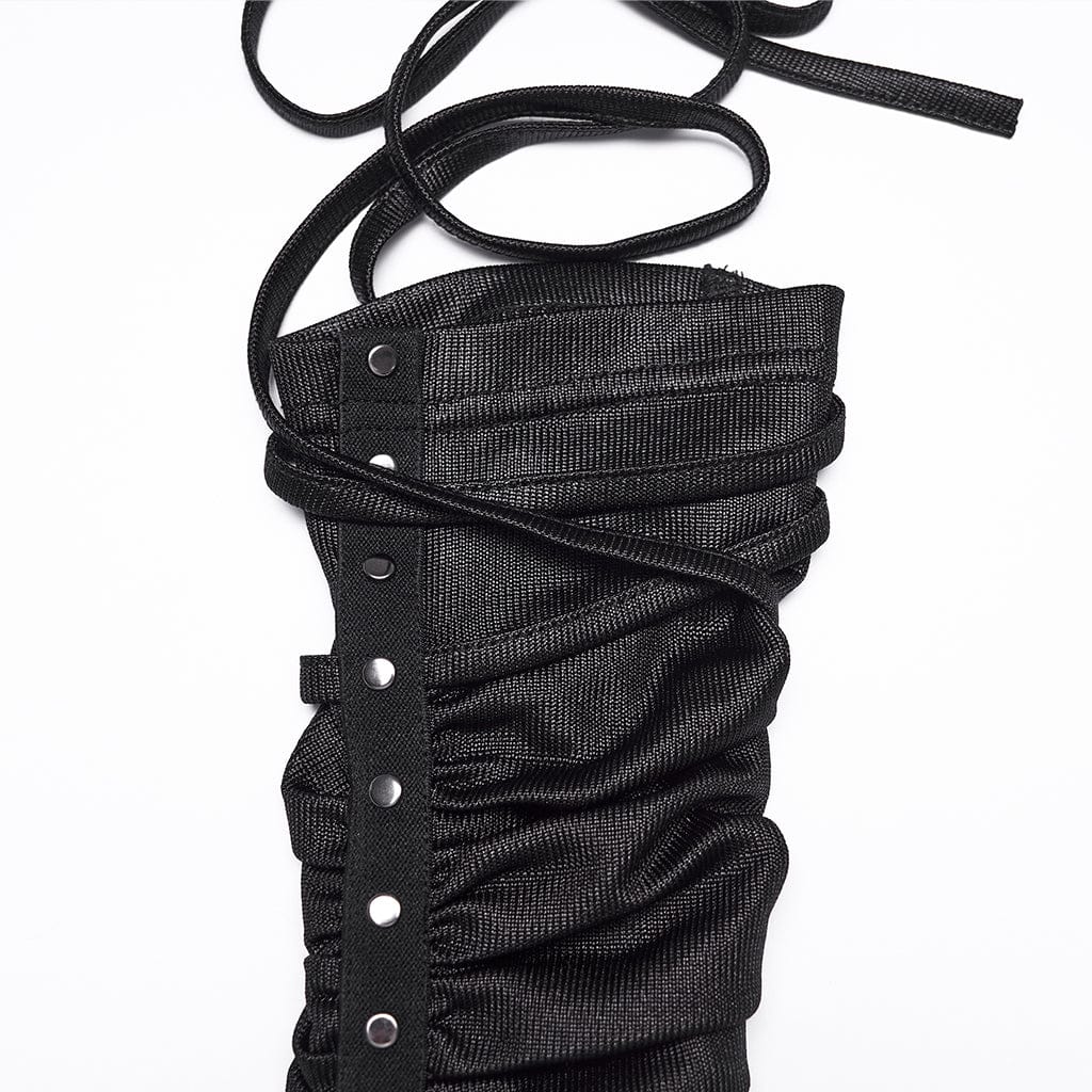 PUNK RAVE Women's Punk Rivet Ruched Strap Gloves