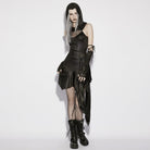 PUNK RAVE Women's Punk Rivet Ruched Strap Gloves